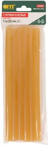 Стержни клеевые желтые д.11 мм х 200 мм, 6 шт. 14443 FIT
