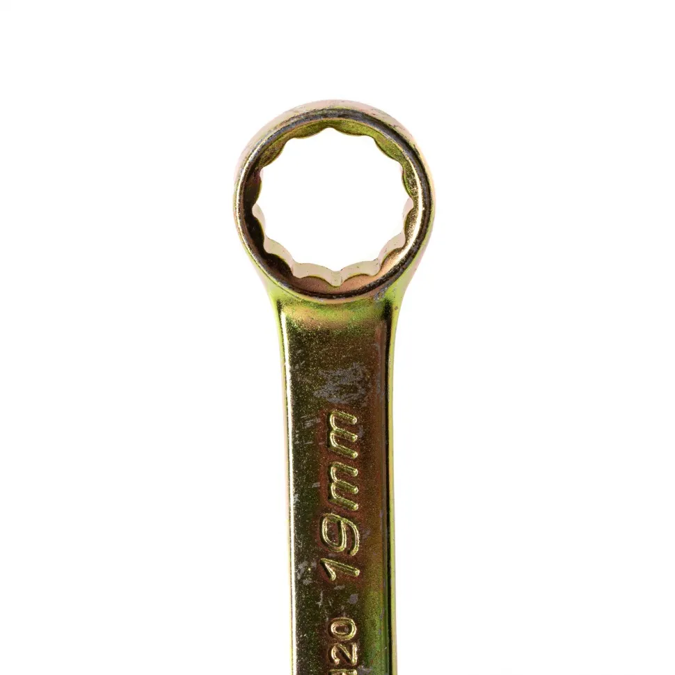 Ключ комбинированный, 19 мм, желтый цинк// Сибртех 14983