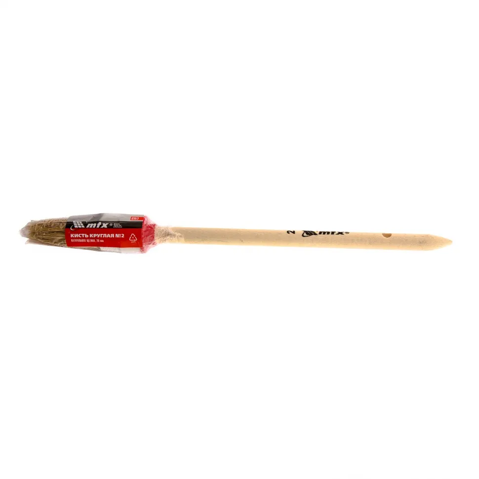 Кисть круглая № 2 (20 мм), натуральная щетина, деревянная ручка// MTX 82072