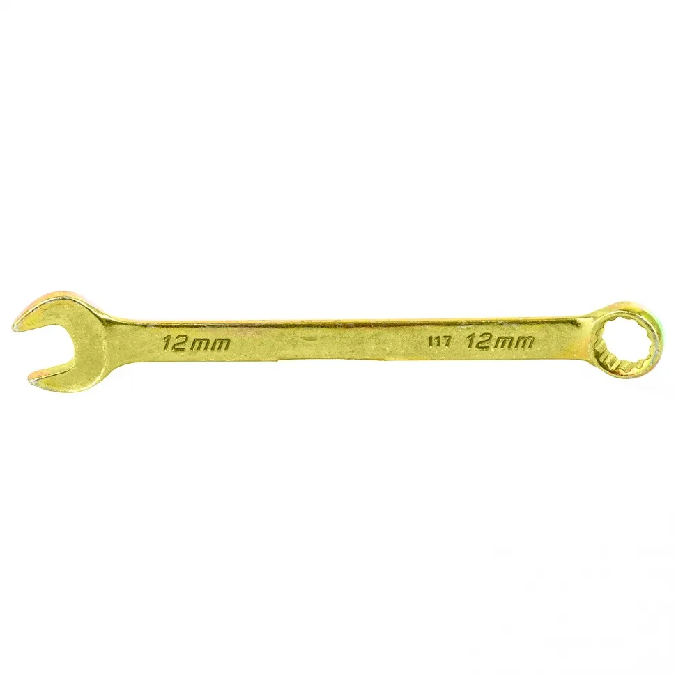 Ключ комбинированный, 12 мм, желтый цинк// Сибртех 14978