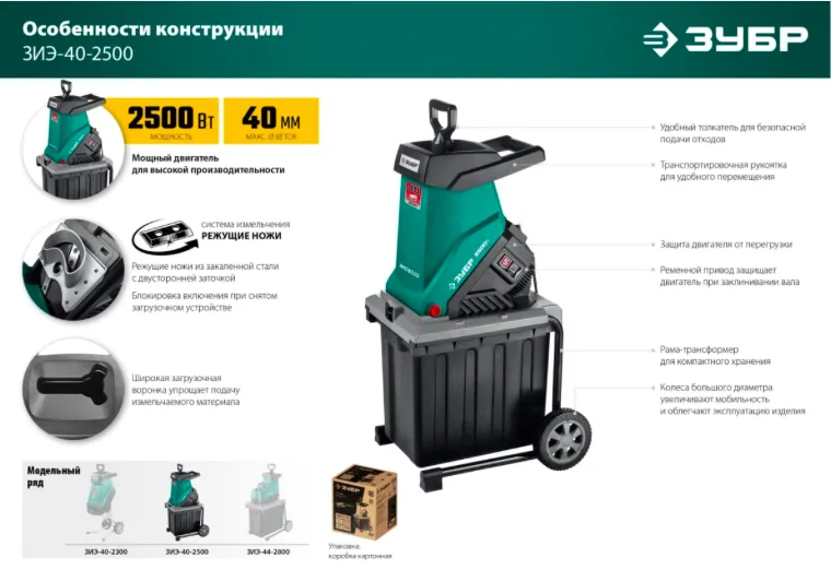 Электрический измельчитель Зубр ЗИЭ-40-2500