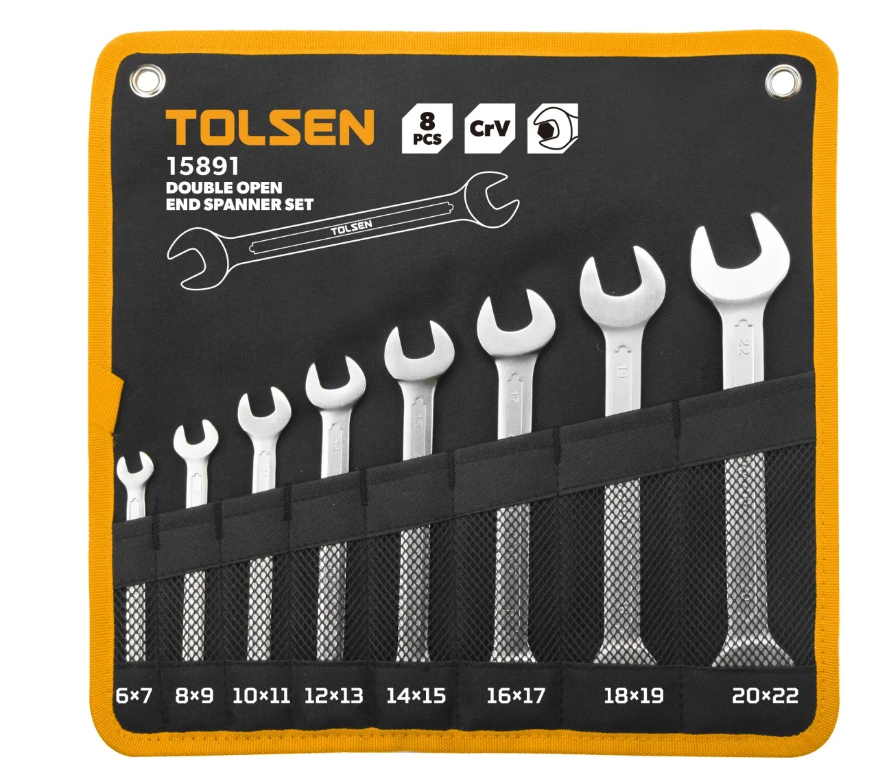 TOLSEN Набор рожковых ключей, 6-22 мм, 8 предметов TOLSEN TT15891